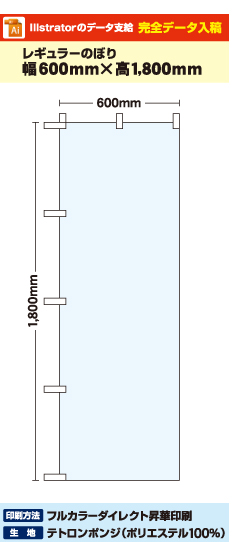 【データ入稿】オリジナルのぼり旗作成 トロピカルのぼり　600mm×1800mm